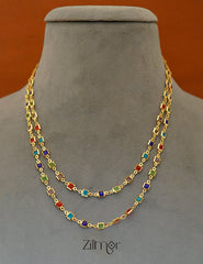 KT1011678 - Semi Precious Stone double layer Long Necklace (color option) 4-Zilmor