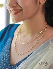 KT1011544 - Gold Tone Semi Precious stone Layered Necklace 3-Zilmor