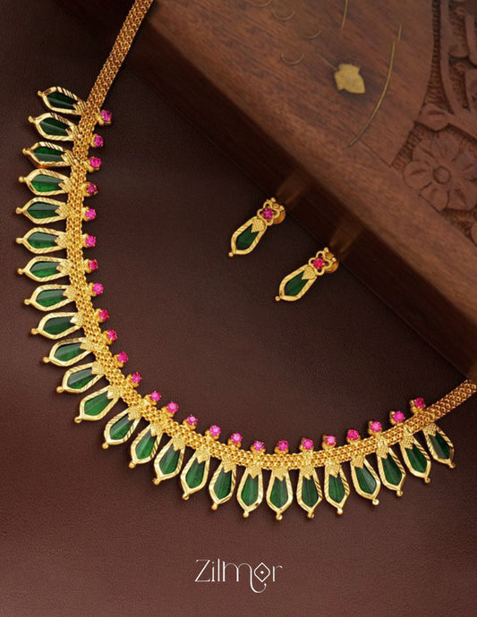 PP100145 - Gold tone Nagapadam Necklace Earring set (color option) 1-Zilmor
