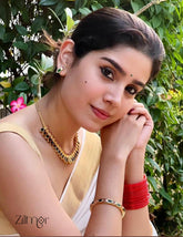 PP100145 - Gold tone Nagapadam Necklace Earring set (color option) 2-Zilmor