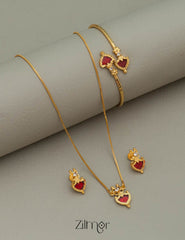 Simple Palakka Necklace Set with Matching Bangle 2-Zilmor