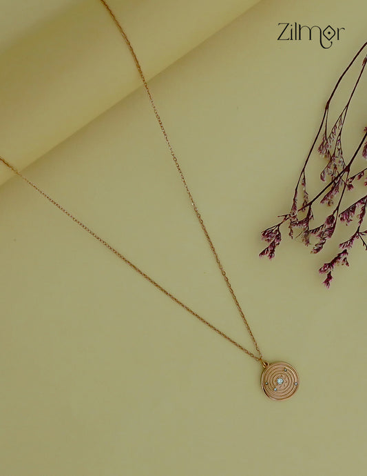 Rose Gold Ad Stone Pendant Simple Necklace-ZF1012108