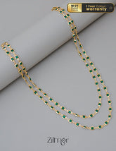 KT1011678 - Semi Precious Stone double layer Long Necklace (color option) 2-Zilmor