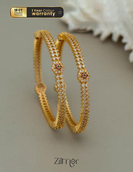 KF101562 - Gold Plated AD Stone Bangle (pair) 1-Zilmor