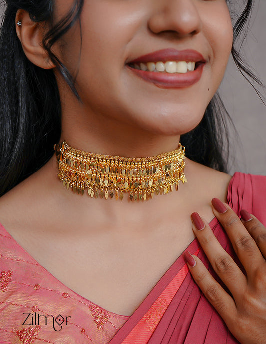 AG1011534 - Gold tone kerala style Elakka Thali choker Necklace 2-Zilmor