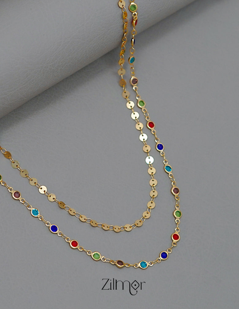 KT1011422 - Gold Tone Semi Precious stone Layered Necklace 3-Zilmor