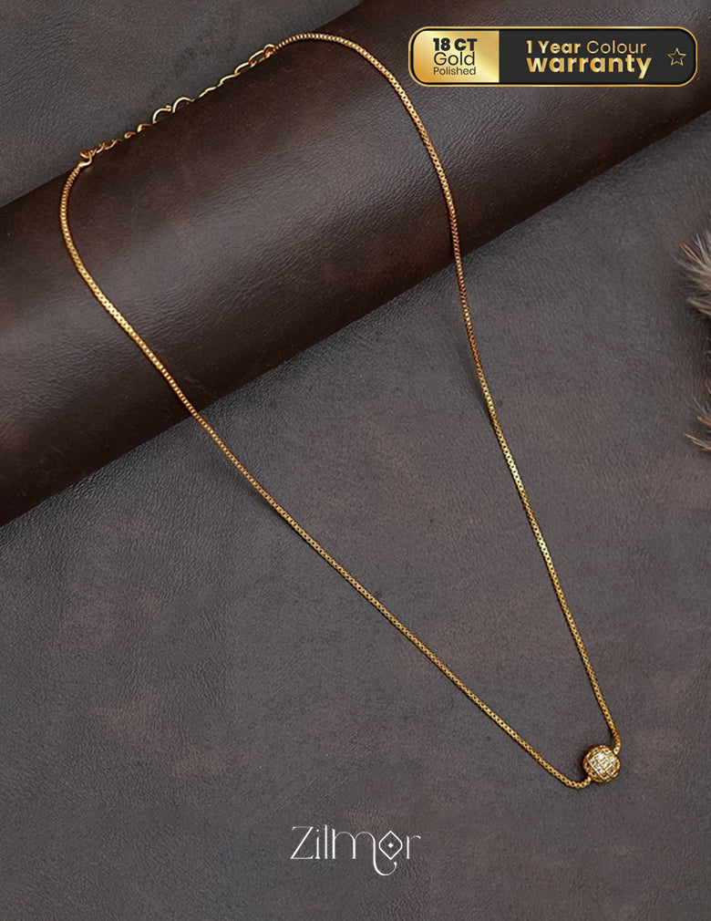 PP1011348 - Gold Tone AD Stone Pendant Simple Necklace