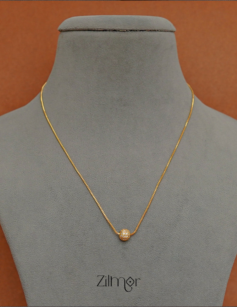 PP1011348 - Gold Tone AD Stone Pendant Simple Necklace