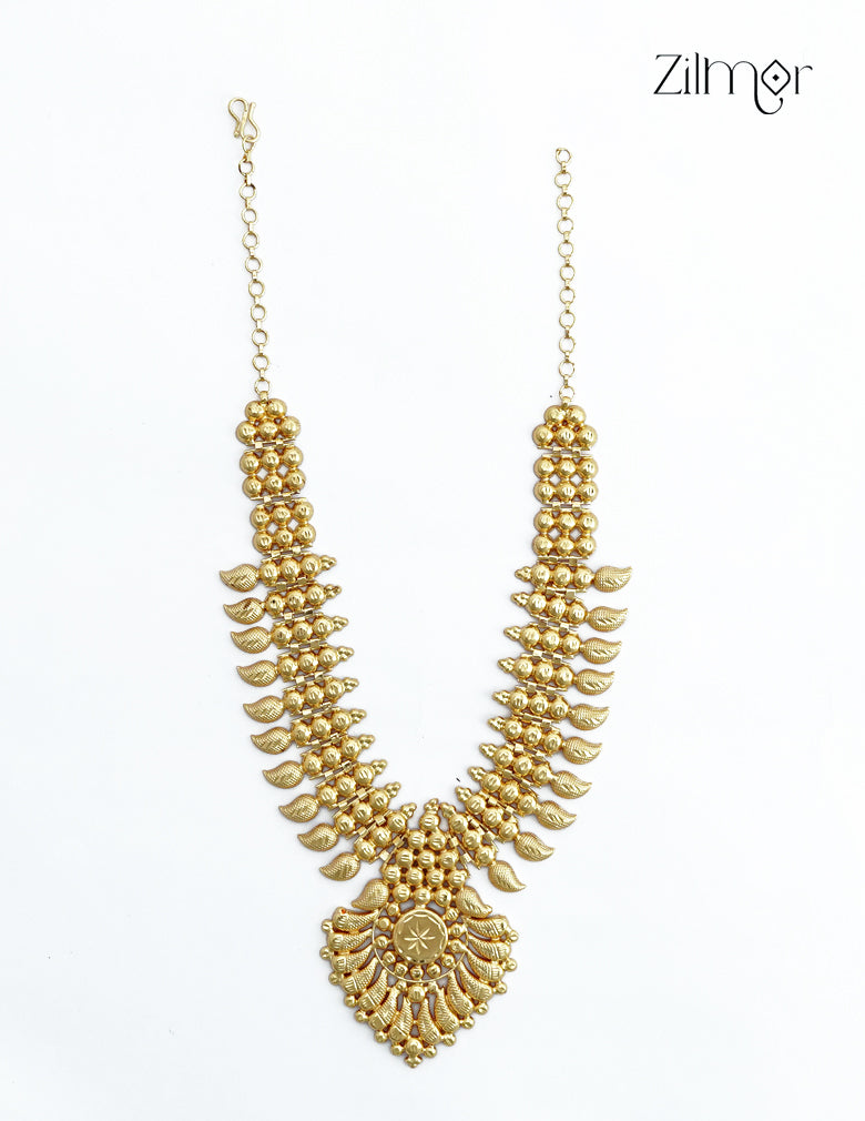 18K Gold Plated Kerala Bridal Long & Short Haaram Necklace - ZS1012482