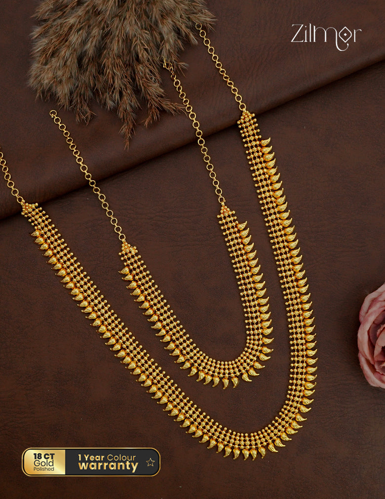 18K Gold Plated Kerala Mango Haaram Necklace Set - ZG1012493