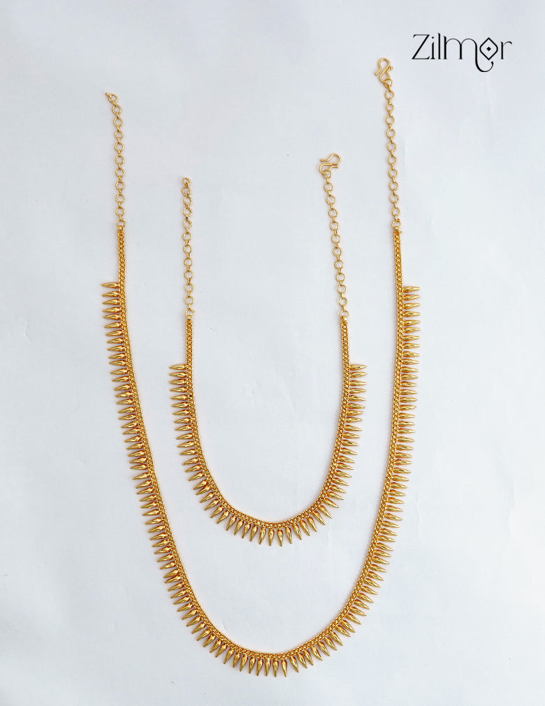 18K Gold Plated Kerala Mullamottu Mala Necklace Set - ZG1012492