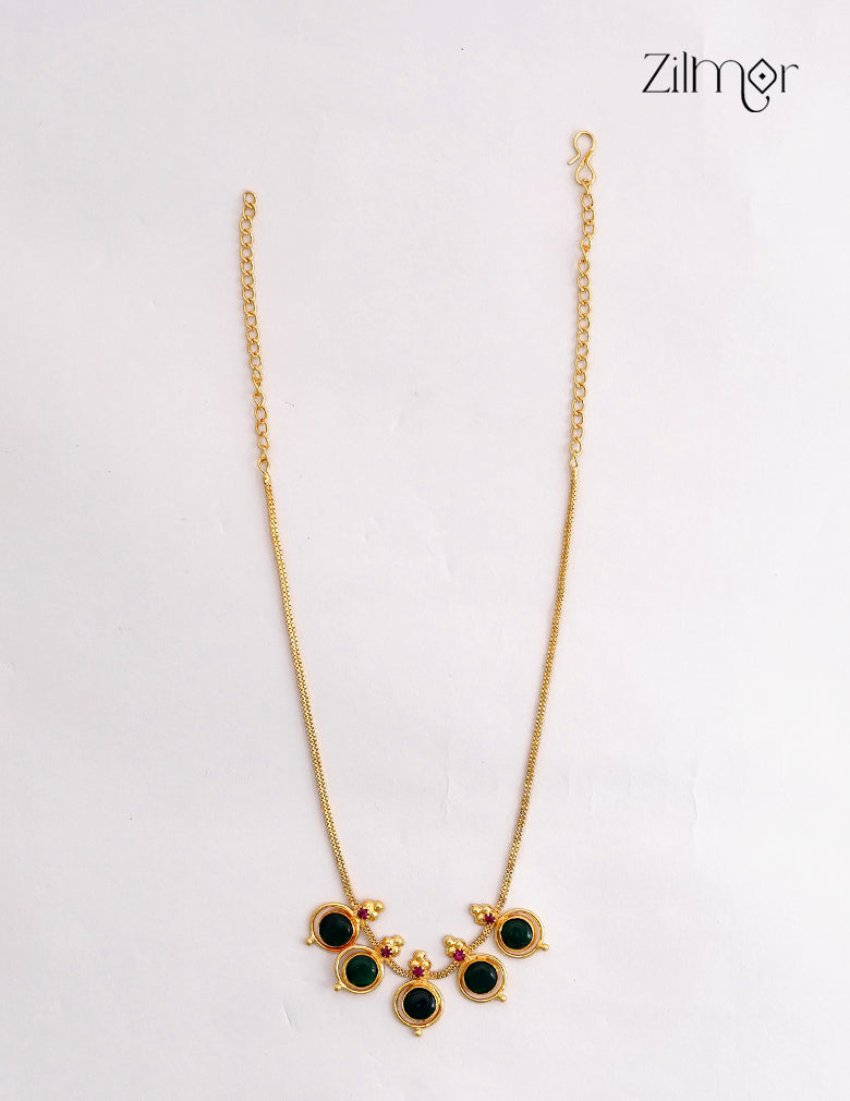 18K Gold Plated Kerala Palakka Necklace with Green Stone - ZG1012490