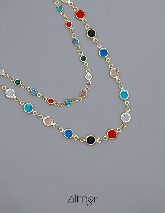 PE101856 - Emerald double layer necklace 2-Zilmor