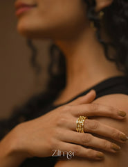 Stylish Stone Studded Multi-Layered Adjustable Ring for Women