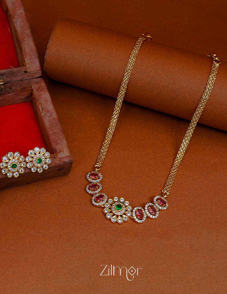 SN101679 - Premium Antique Stone Choker with Earrings