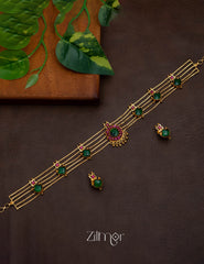 KO101646 - Gold Plated Palakka choker with matching Earring 1-Zilmor