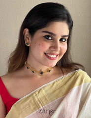KO101646 - Gold Plated Palakka choker with matching Earring 4-Zilmor