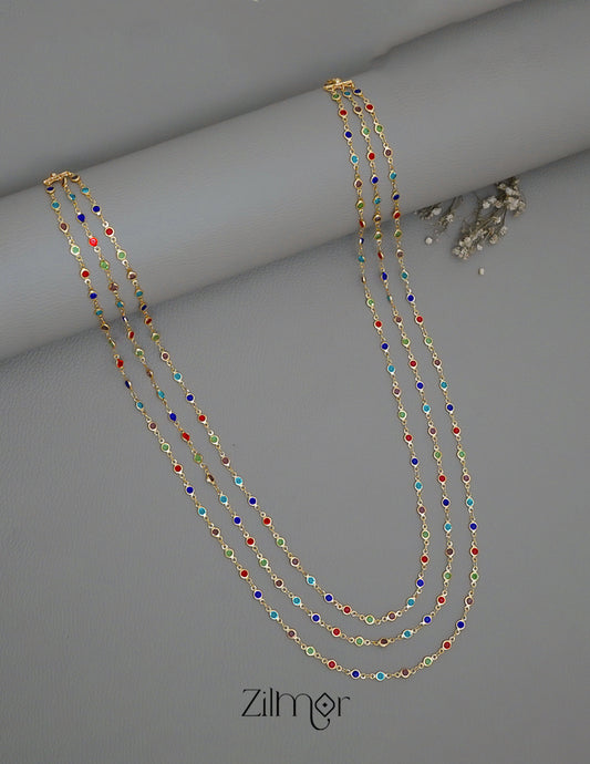 KT1011151 - Gold Tone Semi Precious stone Layered Long Necklace 1-Zilmor