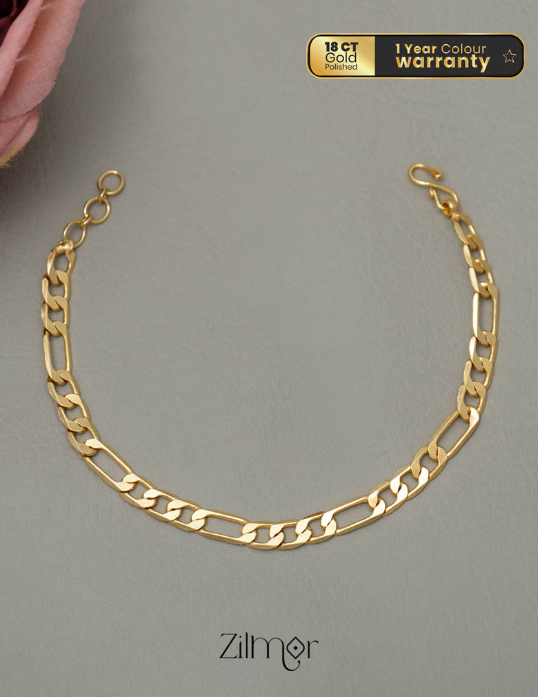 KY1011766- Anti Tarnish Figaro Link Chain Necklace & Gold Toned Link Chain Bracelet Combo 5-Zilmor