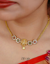 NV101353 - AD Stone with Lakshmi Necklace Earrings Set 1-Zilmor