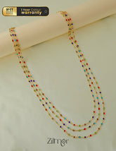 KT1011151 - Gold Tone Semi Precious stone Layered Long Necklace 3-Zilmor