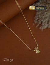 ZR1011936 - Gold Tone Simple Kaashu Lakshmi Pendant Chain Necklace 1-Zilmor