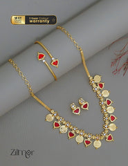 KY1011787 - Gold plated palakka coin Necklace Earrings Bangle set Combo 4-Zilmor