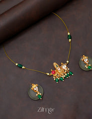 SN1011230- Traditional Shanku Chakra Pendant  Invisible Necklace Earrings Set 1-Zilmor