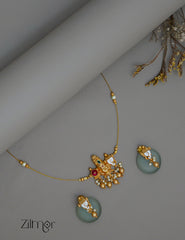 SN1011230- Traditional Shanku Chakra Pendant  Invisible Necklace Earrings Set 3-Zilmor