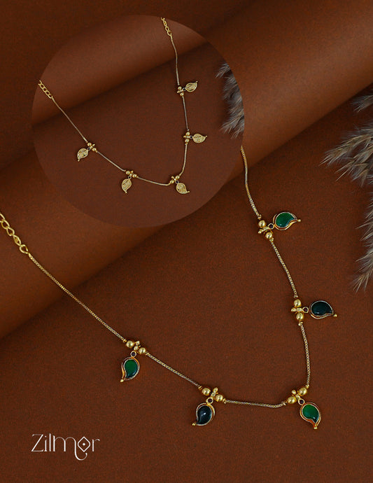 AG1011913-Gold tone Double Side Lakshmi Mango Palakka Pendant Necklace