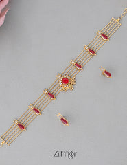 KO101647 - Gold Plated Nagapadam choker with matching Earring 4-Zilmor