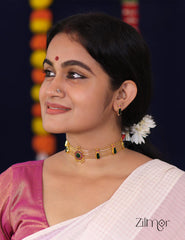 KO101647 - Gold Plated Nagapadam choker with matching Earring 2-Zilmor