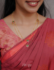 SN101493 - Premium Antique Lotus Layer Necklace with Earrings 3-Zilmor