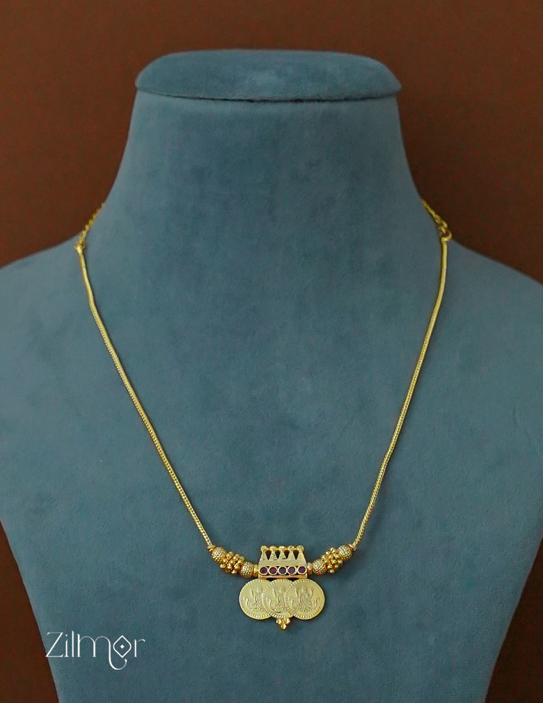 ZR1011935 - Gold Tone Kaashu Lakshmi Pendant Chain Necklace 2-Zilmor