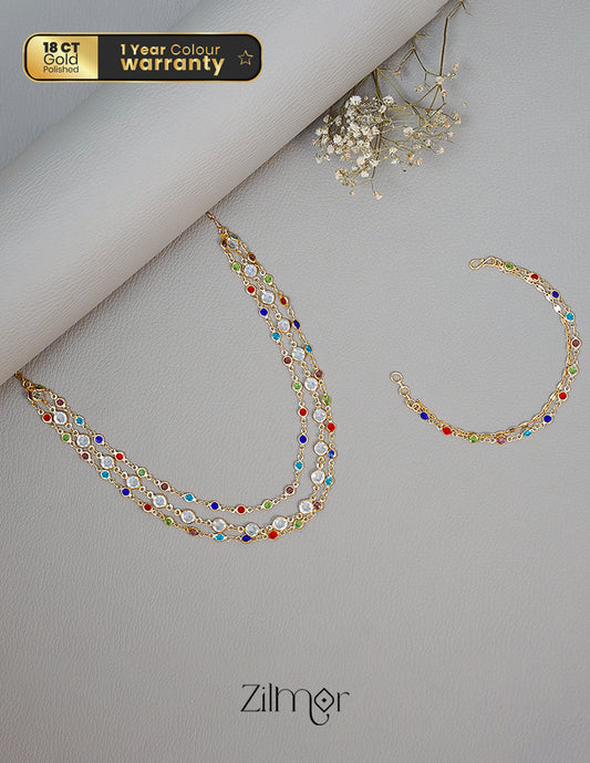 KY1011125 - Gold Tone Necklace Bracelet Set 1-Zilmor