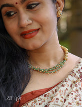 NV1011383 - Triple Layer Green Color Necklace Earrings Set 1-Zilmor