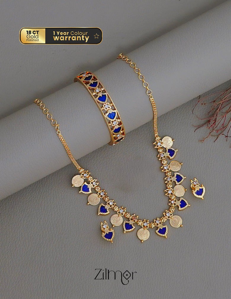 KY1011782 - Gold plated palakka coin Necklace Earrings Bangle set Combo 5-Zilmor
