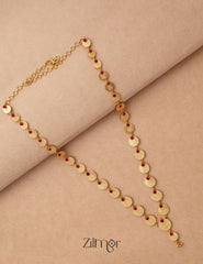 AG100174 - Goldtone Lakshmi coin Long Haram Necklace 3-Zilmor