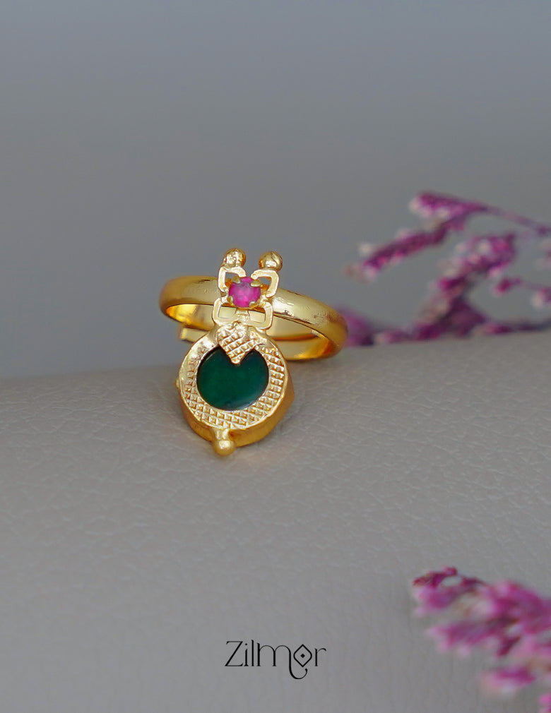 ZR1011931 - Gold Plated Adjustable Palakka Round Ring 1-Zilmor