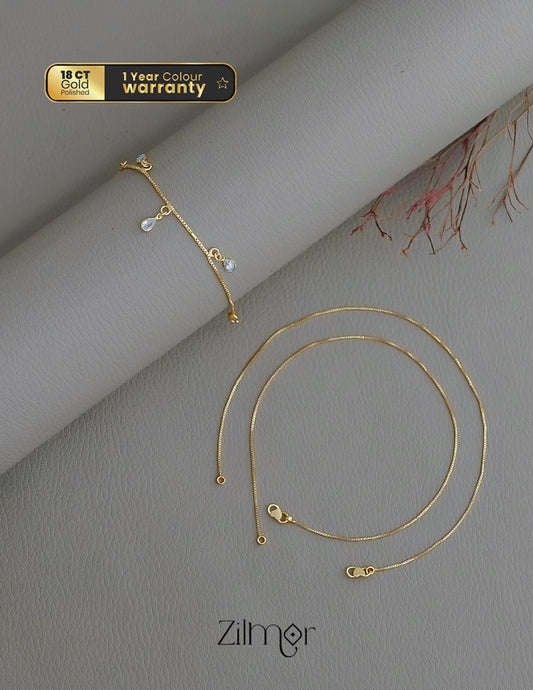 KY1011783 - Gold plated Bracelet & pair Anklet Combo (Color Option) 1-Zilmor