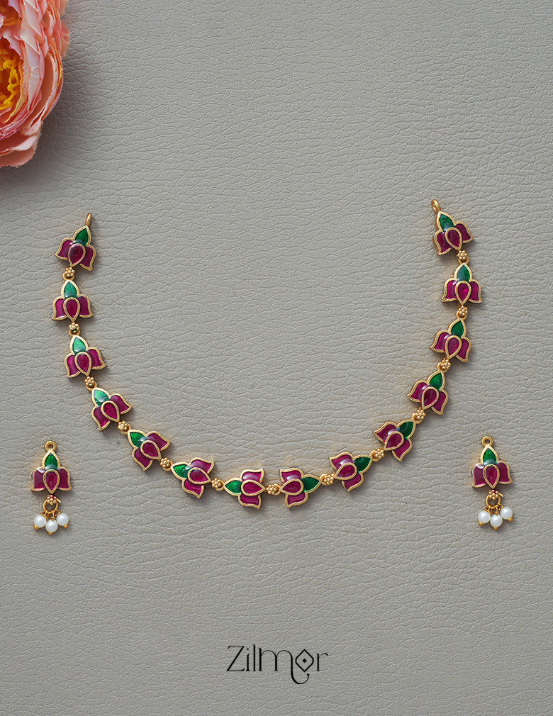 SN1011337 - Premium Kemp Lotus Necklace Earrings Set 3-Zilmor