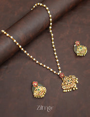 SN1011371 - AD Stone Pearl Necklace Earrings Set 1-Zilmor