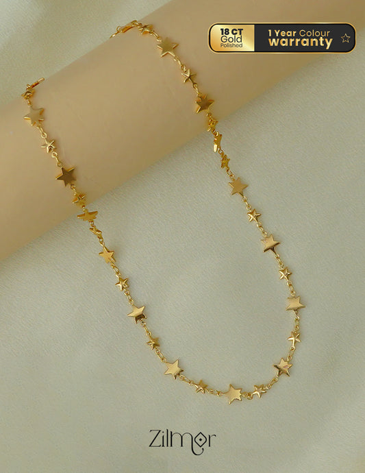 KT1011701 - Anti Tarnish Gold Plated Simple Star Chain Necklace 2-Zilmor