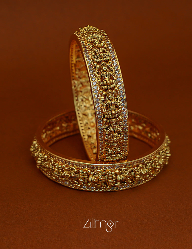 ZL1011671 - AD Stones with Goddess Antique Traditional bangle (pair) 1-Zilmor
