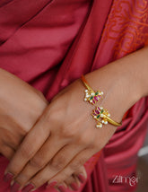 Gold Toned Lotus bangle - BH10023 4-Zilmor