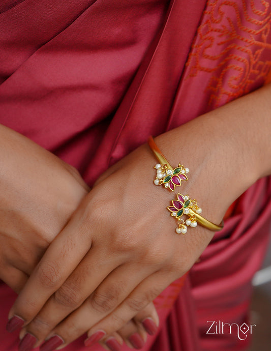 Gold Toned Lotus bangle - BH10023 4-Zilmor