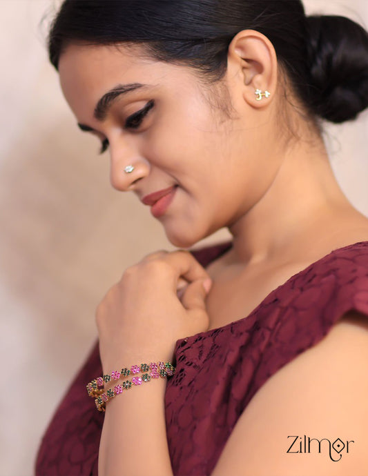 KF101633 - Gold Plated stone bangle (pair) 2-Zilmor