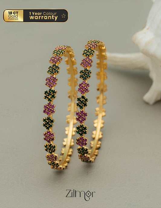 KF101633 - Gold Plated stone bangle (pair) 1-Zilmor