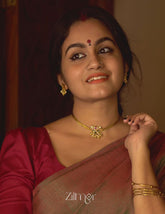 BH100123 - Premium Antique Lotus Choker set with Earrings 2-Zilmor