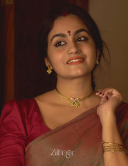 BH100123 - Premium Antique Lotus Choker set with Earrings 2-Zilmor